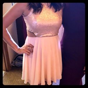 Mini rose gold and pink  sequin dress